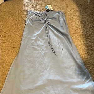 Cider Gray Maxi Slip Dress with Tie Front